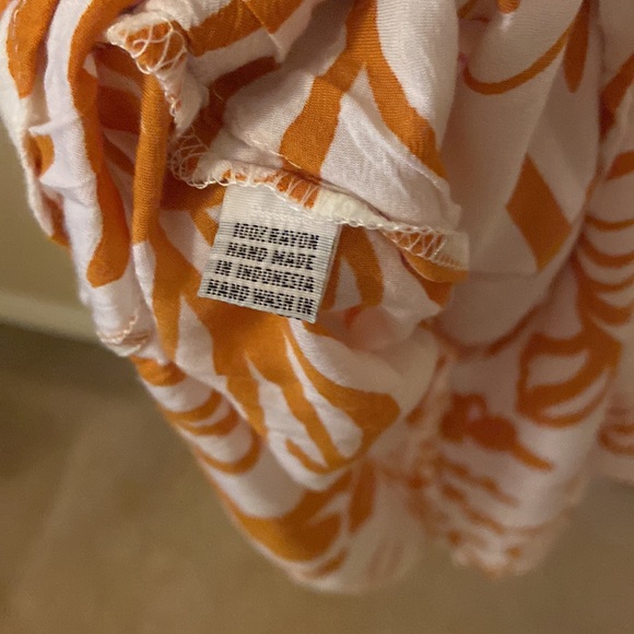 GILLIA Abril hand printed botanical floral dress yellow large Hawaiian boutique - Picture 10 of 10